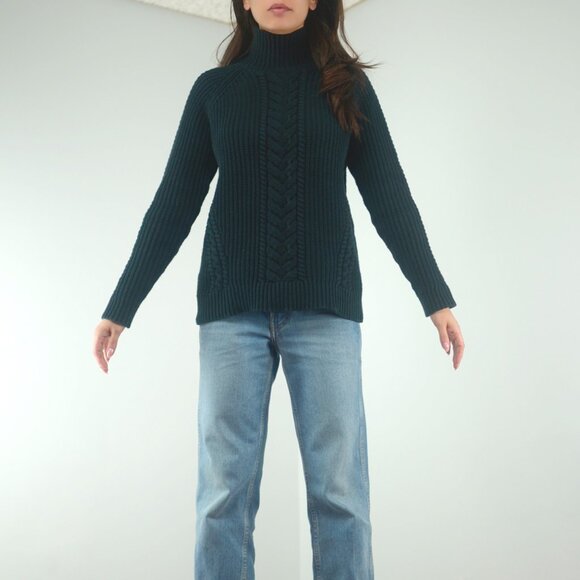 Lululemon Bring The Cozy Chunky Cotton Cable Knit Sweater, Black Turtleneck - Picture 7 of 16